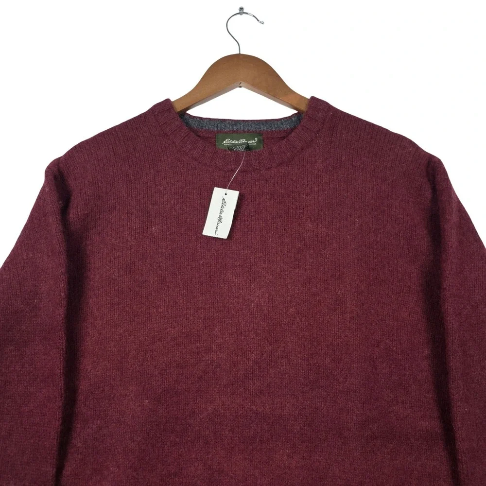 Vintage Eddie Bauer Lambswool Sweater Mens XL Burgundy Red Made in Australia NWT - Picture 6 of 10